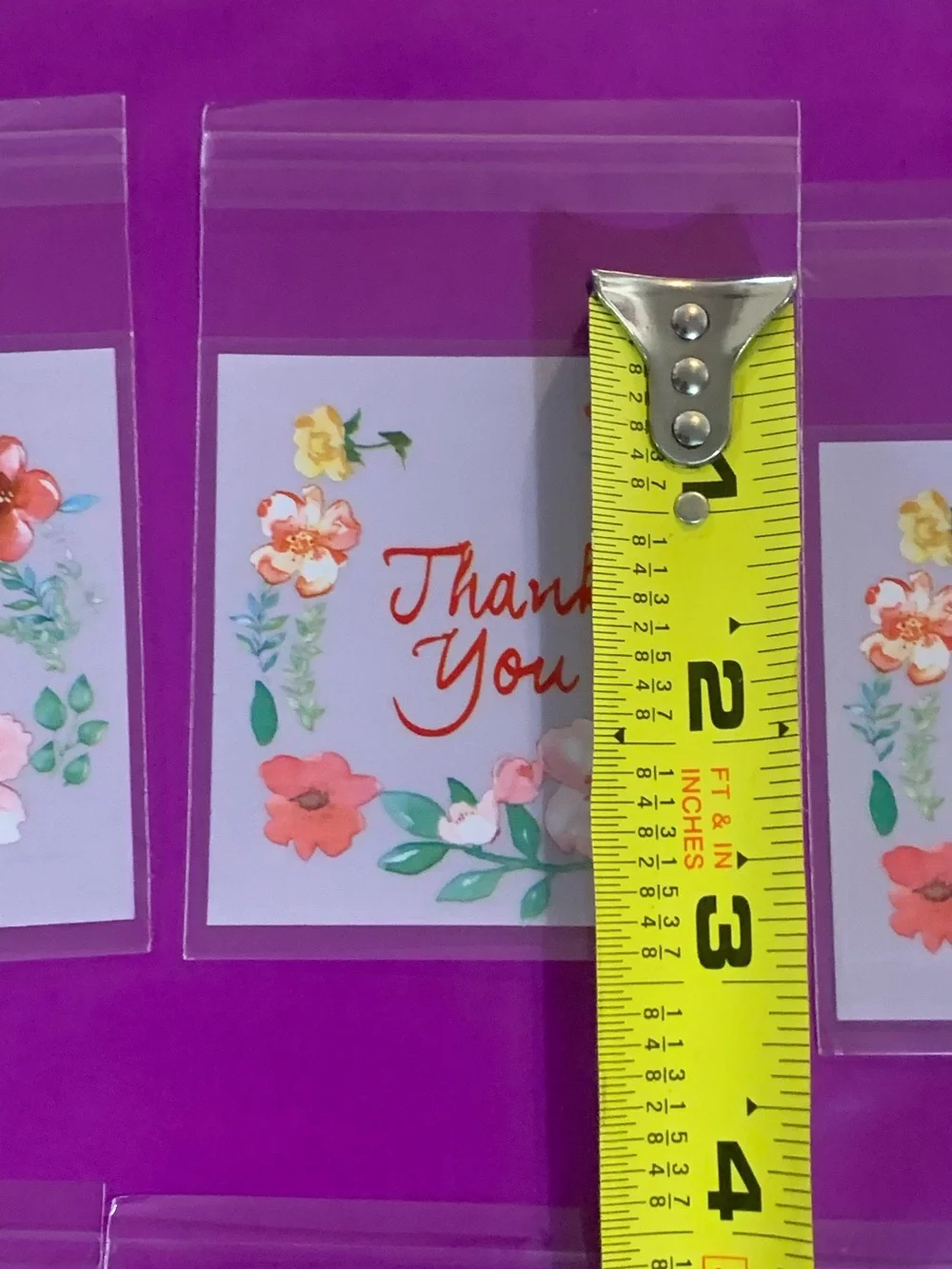 Floral 'Thank You' Bags - Coral & Green